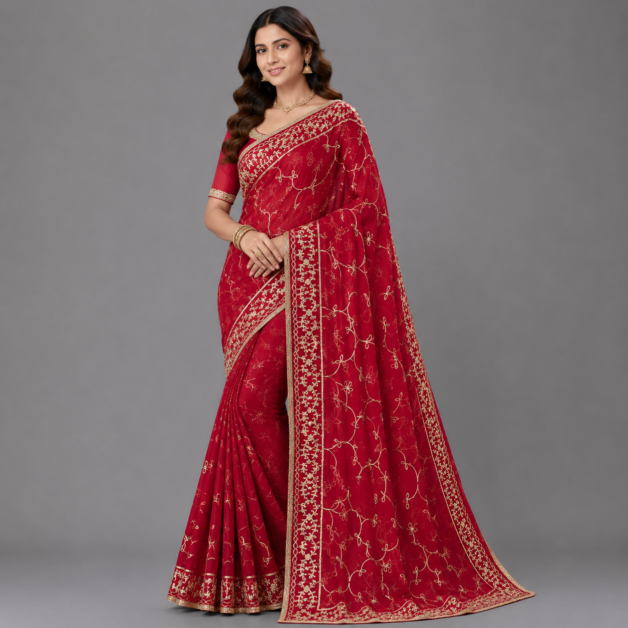 Premium Georgatte Darbari Saree with Unstitched Blouse
