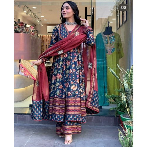 Graceful Cotton Anarkali Kurta Set with Dupatta