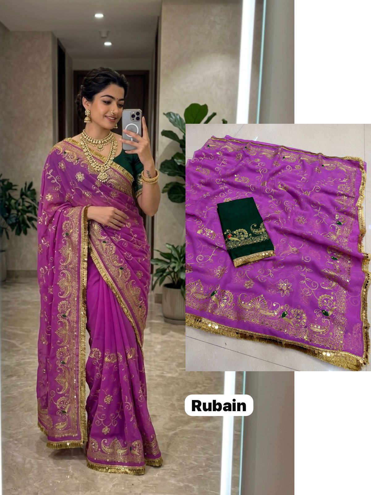 Royal Georgette Darbari Rajputi Saree with Blouse