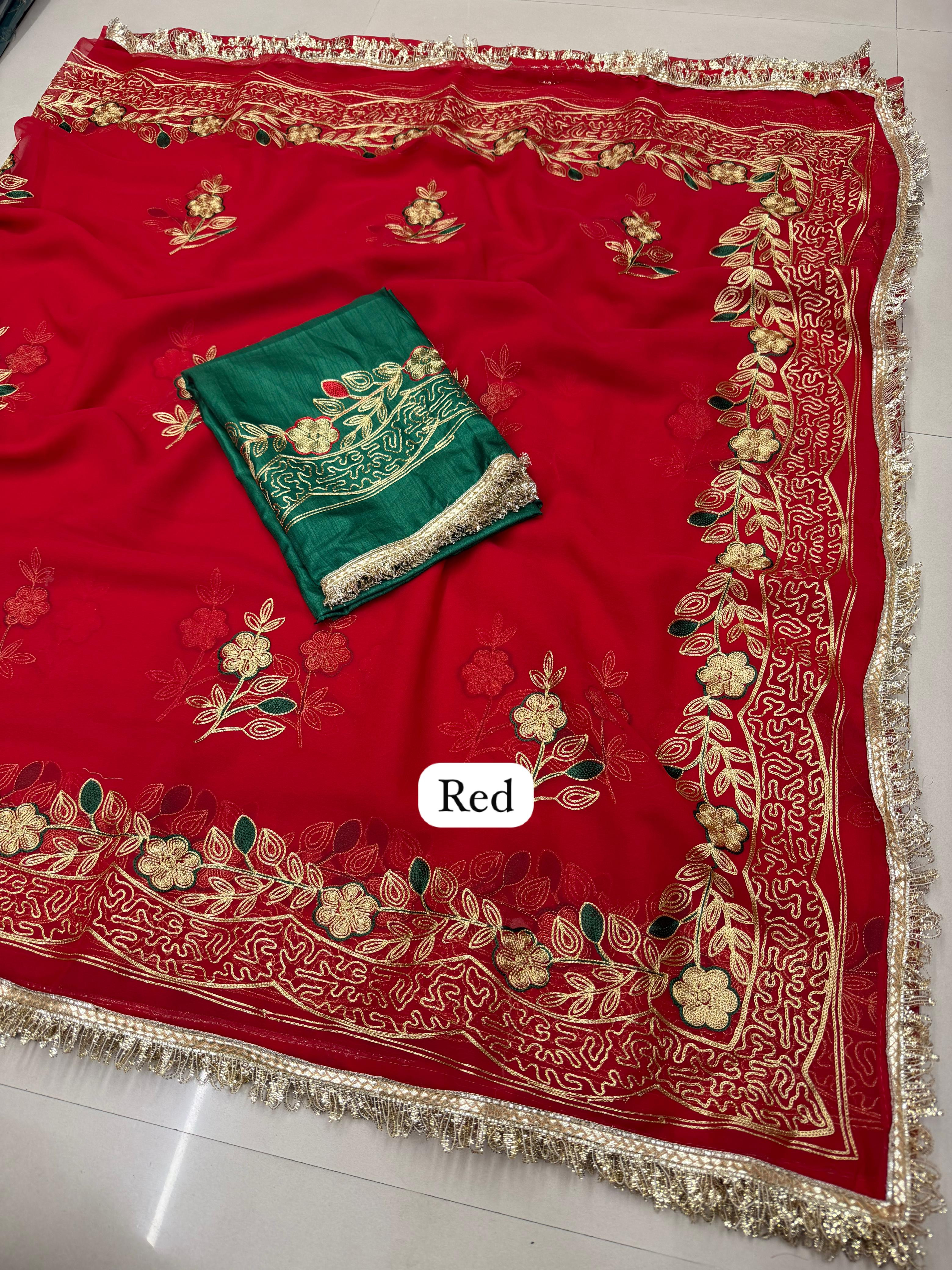 Boutique Range Royal Georgette Saree with Elegant Hand Kasab Work