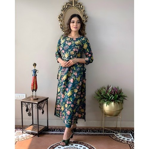 Women's Naira Cut Kurti & Pant Ensemble