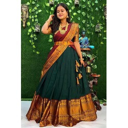 Women’s Woven Jacquard Unstitched Lehenga Choli with Dupatta Set – Premium Festive Wear