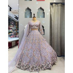 4 Meter Flared Butterfly Net Lehenga with Sequins Embroidery | Semi-Stitched Lehenga with Can-Can & Canvas Layer | Elegant Party & Wedding Wear