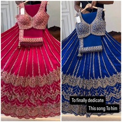 Glamorous 4-Meter Flared Faux Georgette Lehenga with Coding Sequins Work, Can-Can & Canvas Layers – Semi-Stitched
