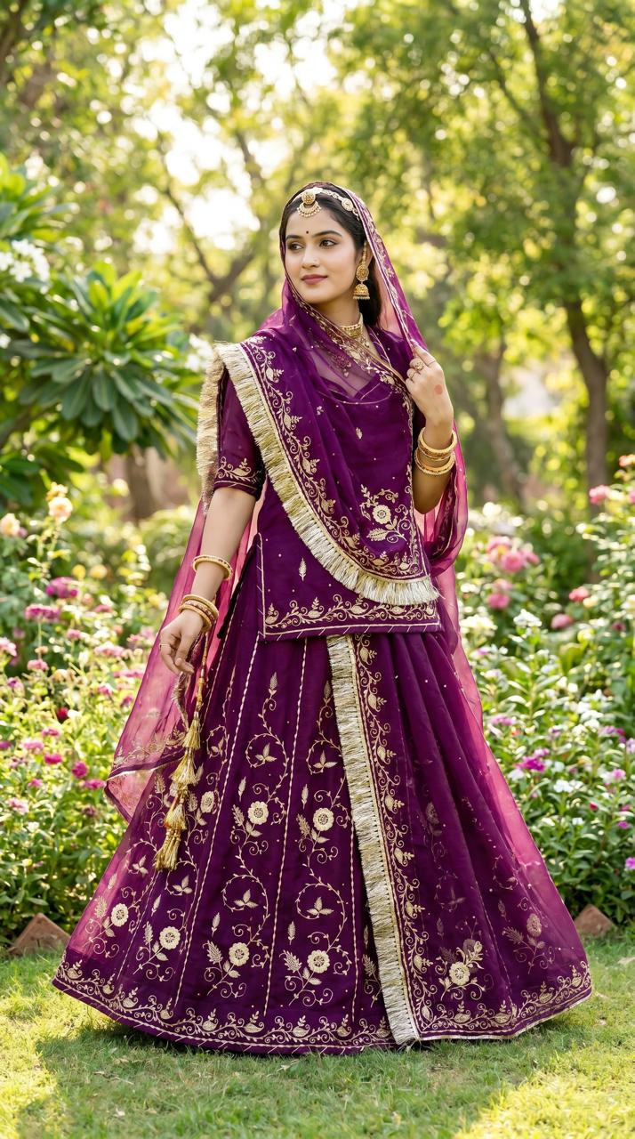 Premium Dark Maroon Rajputi Poshak with Original Kasab Jari Pitta Work