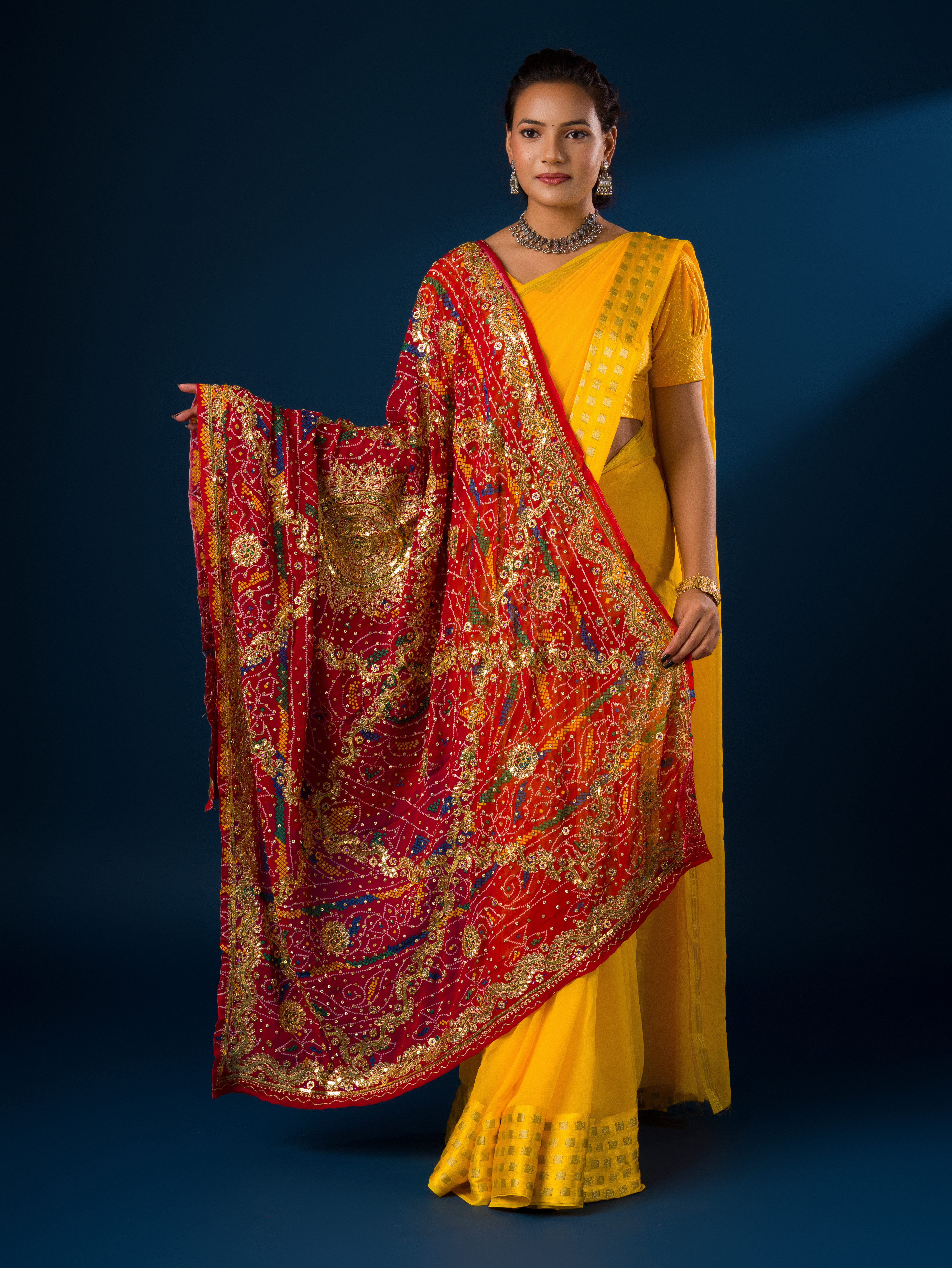 Latest Pure Georgette Rajasthani Chunri Dupattas Red(Chunri)