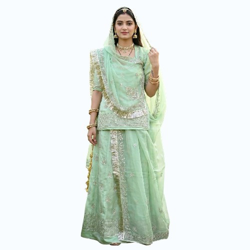 Designer Rajputi Poshak - Upada Crepe Silk with Japani Tora Odhna