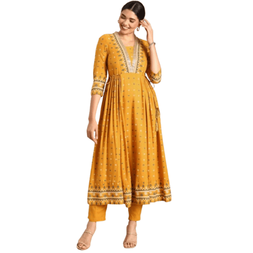 Mustard yellow top and bottom set for women