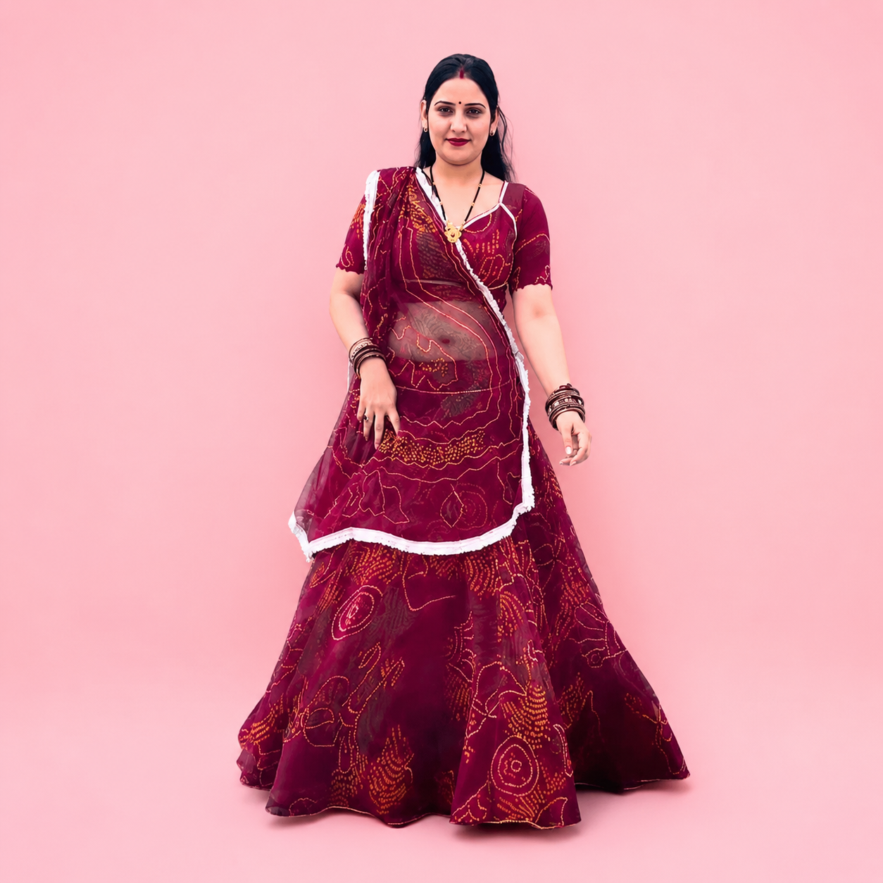 Trendy Shekhawati Bandhej Lehenga Set - Authentic Bandhani Silk Lehenga & Blouse
