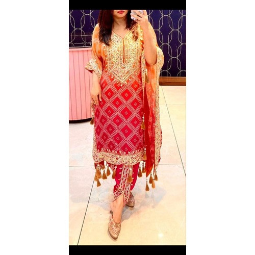 :Beautiful Bhandani Printed Kaptan Dhoti  Kurta Set For Women