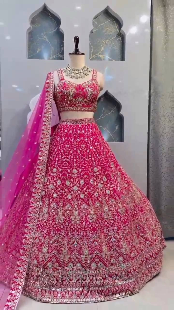 4 Meter Flared Real Mirror Sequins Embroidered Lehenga