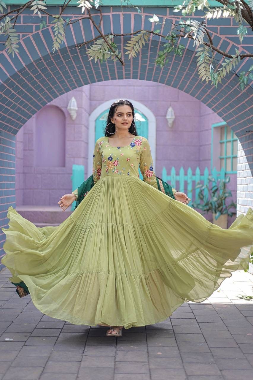 Faux Georgette Gown Dupatta