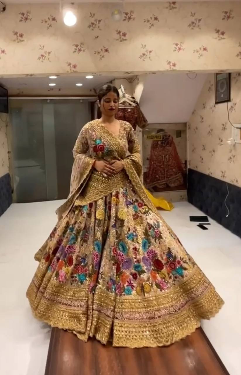 Elegant 4 Meter Flared Fox Georgette Lehenga with Sequins Embroidery | Semi-Stitched Lehenga with Can-Can & Canvas Layer | Designer Party Wear Lehenga for Women