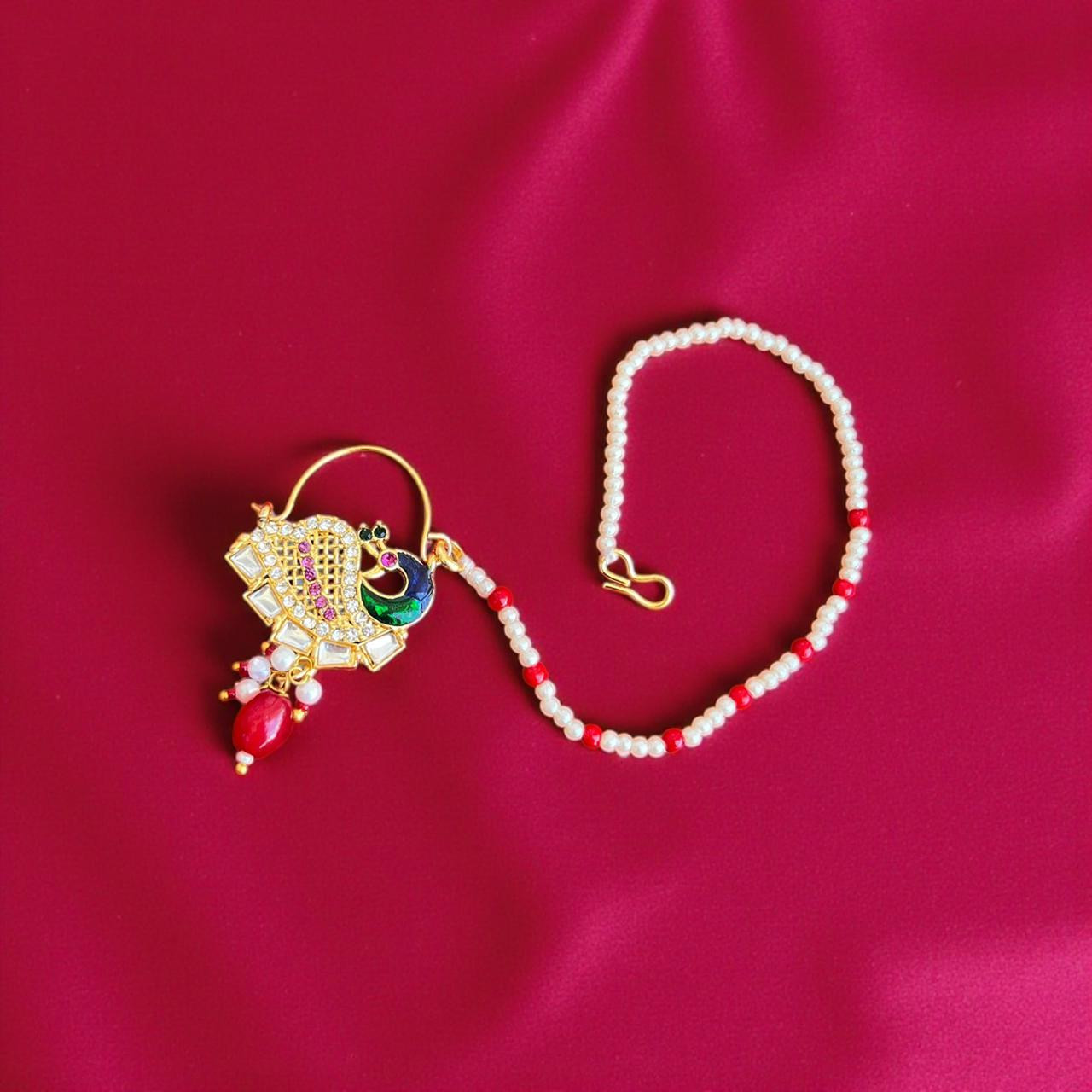 Small Size Gold Plated Peacock Nath- Indian nose ring