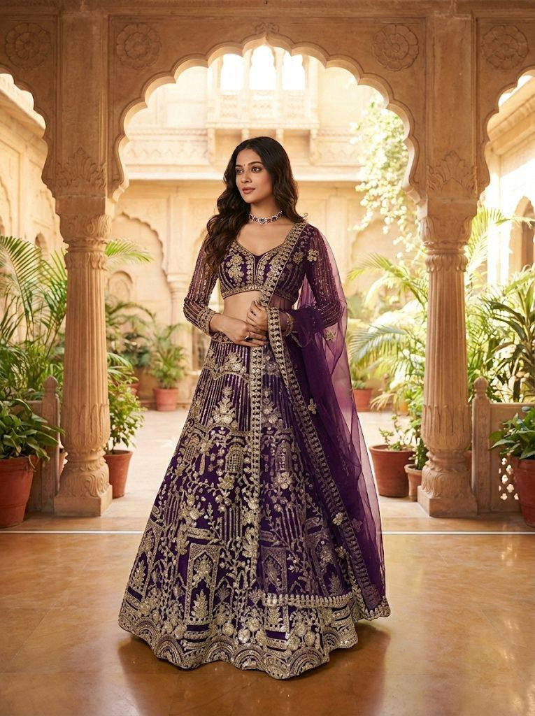 Premium 4 Meter Flared Soft Net Lehenga Choli with Sequins Work & Dupatta