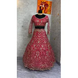 4 Meter Flared Premium Soft Net Lehenga with Embroidery Sequins Work | Semi-Stitched Lehenga with Can-Can & Canvas Layer | Glamorous Party & Wedding Wear