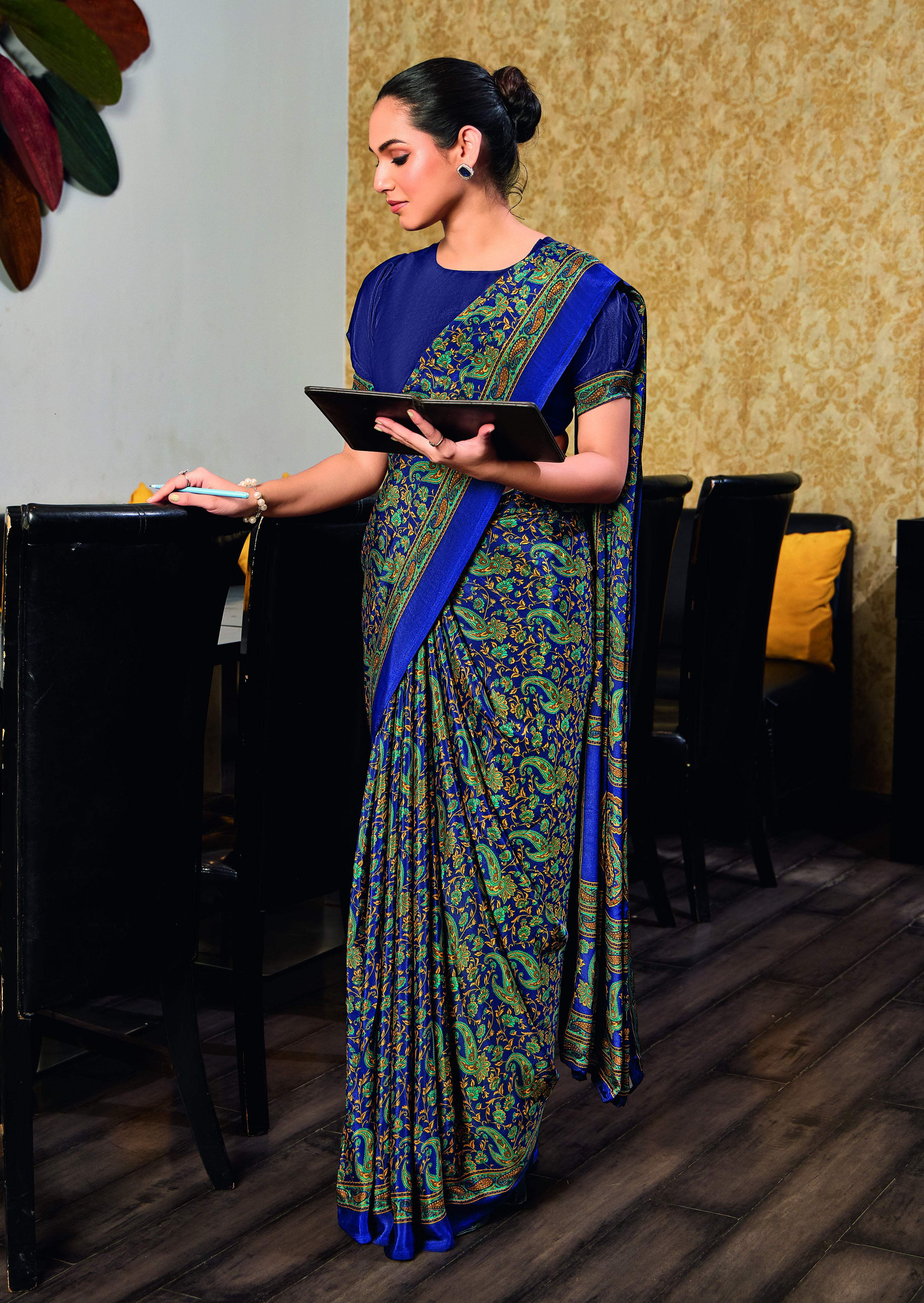 New Crepe Silk Fabric Uniform Official Wear saree