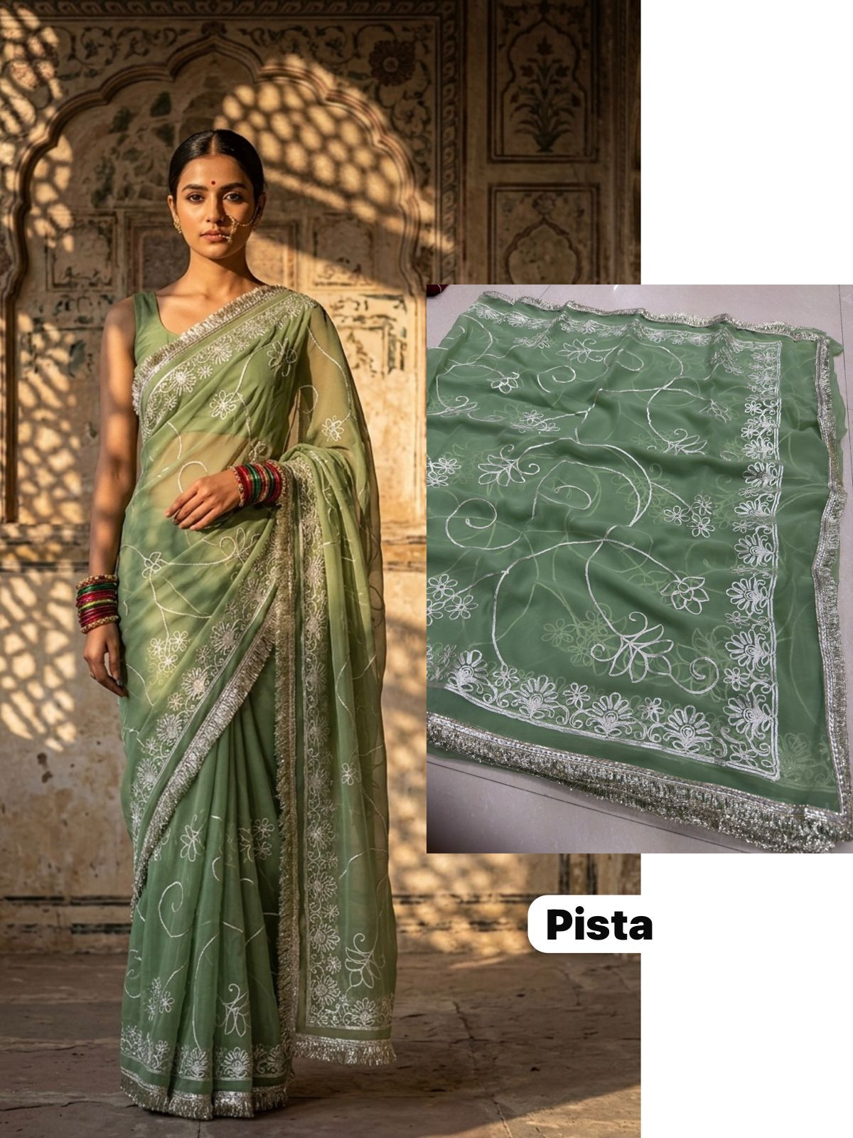 Premium Royal Georgette Darbari Saree - Elegant Indian Silk Blend