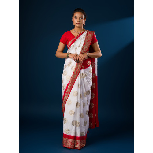 Pure Georgette Zari Faag Shadded Saree