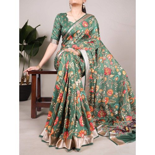Women Printed Art Tussar Silk Saree