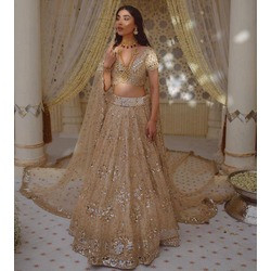 New Designer Soft Mono Net Lehenga with Heavy Foil Mirror Embroidery | With Cancan & Canvas Patta