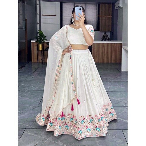 White Lehenga Choli With Dupatta