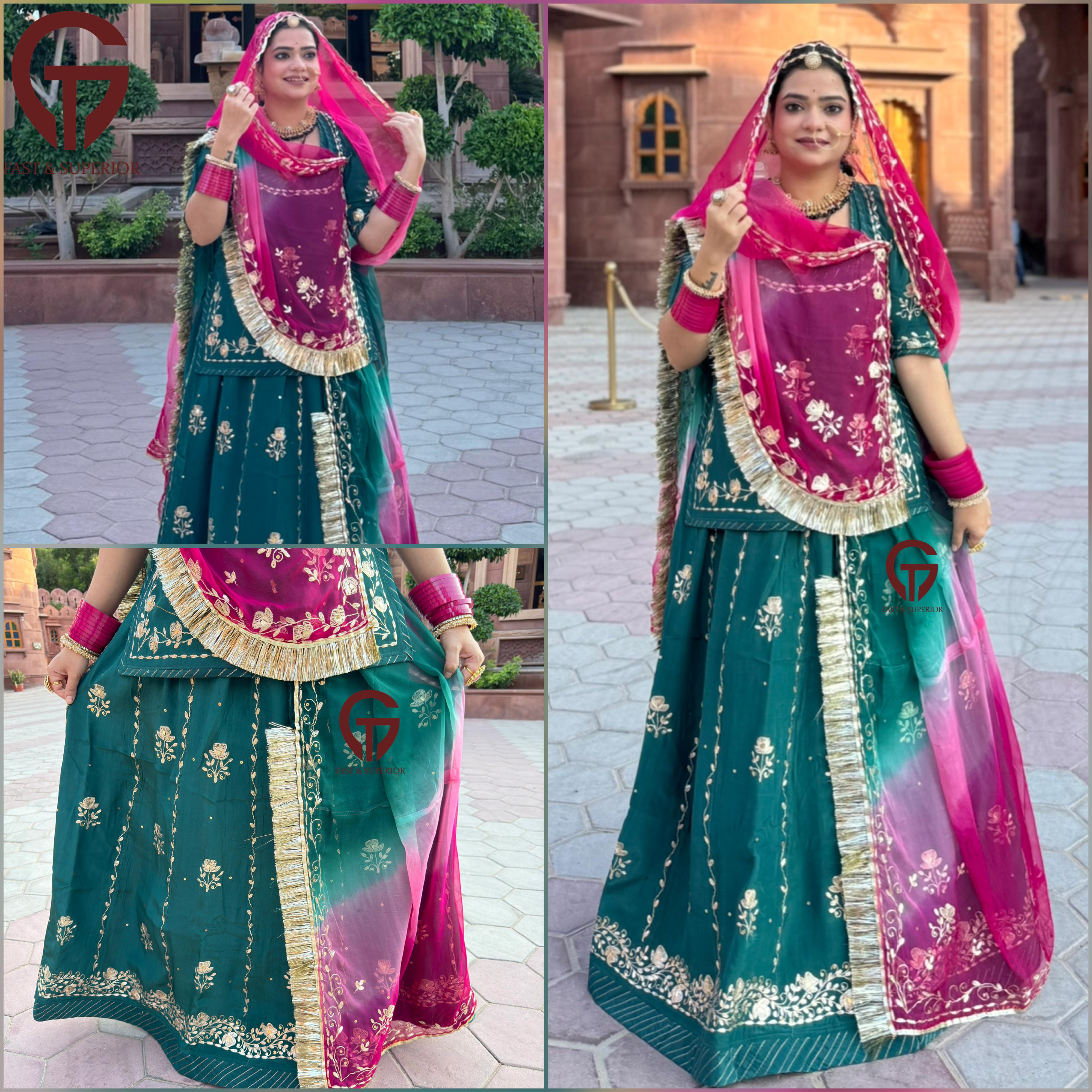 Crepe Sout Twotone With Zari Pitran Kasab Rajputi Poshak