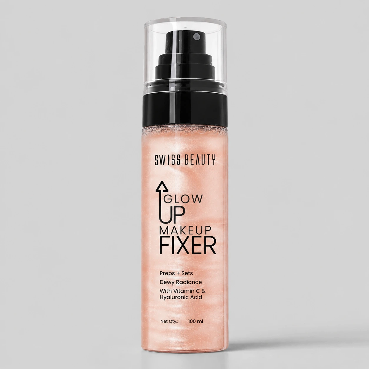 SWISS BEAUTY Glow Up Makeup Fixer Spray | Prep & Set Dewy Radiance | With Vitamin C & Hyaluronic Acid | Long Lasting Makeup Setting Spray | 100 ml