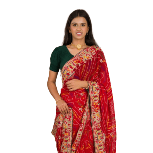 New Beautiful Rajasthani Traditional pure Georgette Chunri Saree