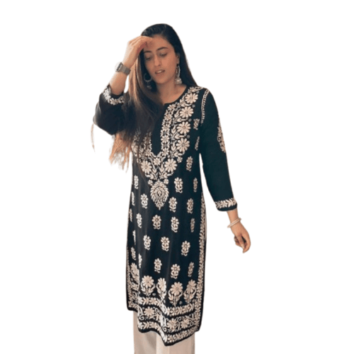New Designer Party Chikan Kurta Paint Set For Women