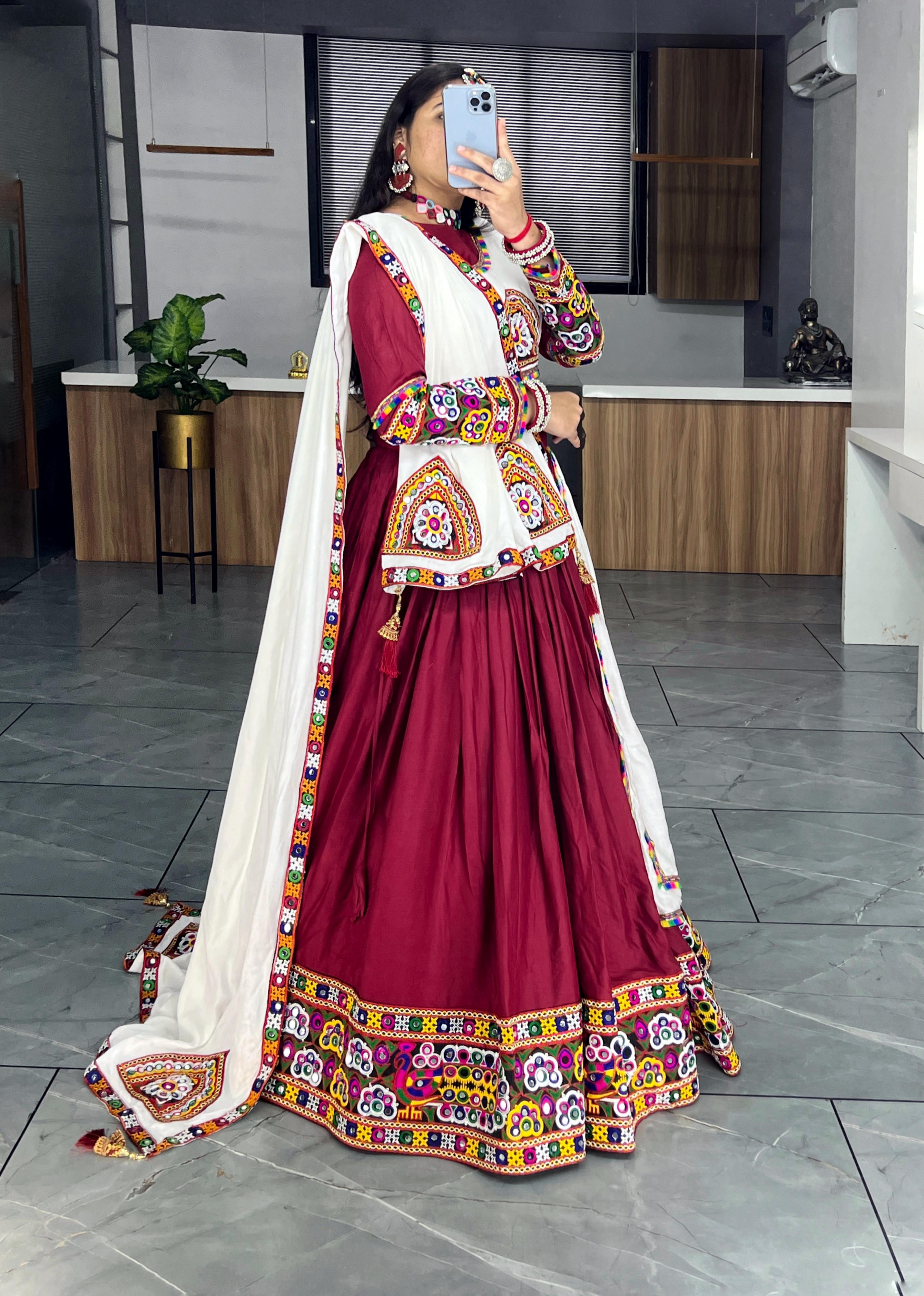 "Festive Grace: Ethnic Rayon Cotton Lehenga Set with Printed Patchwork