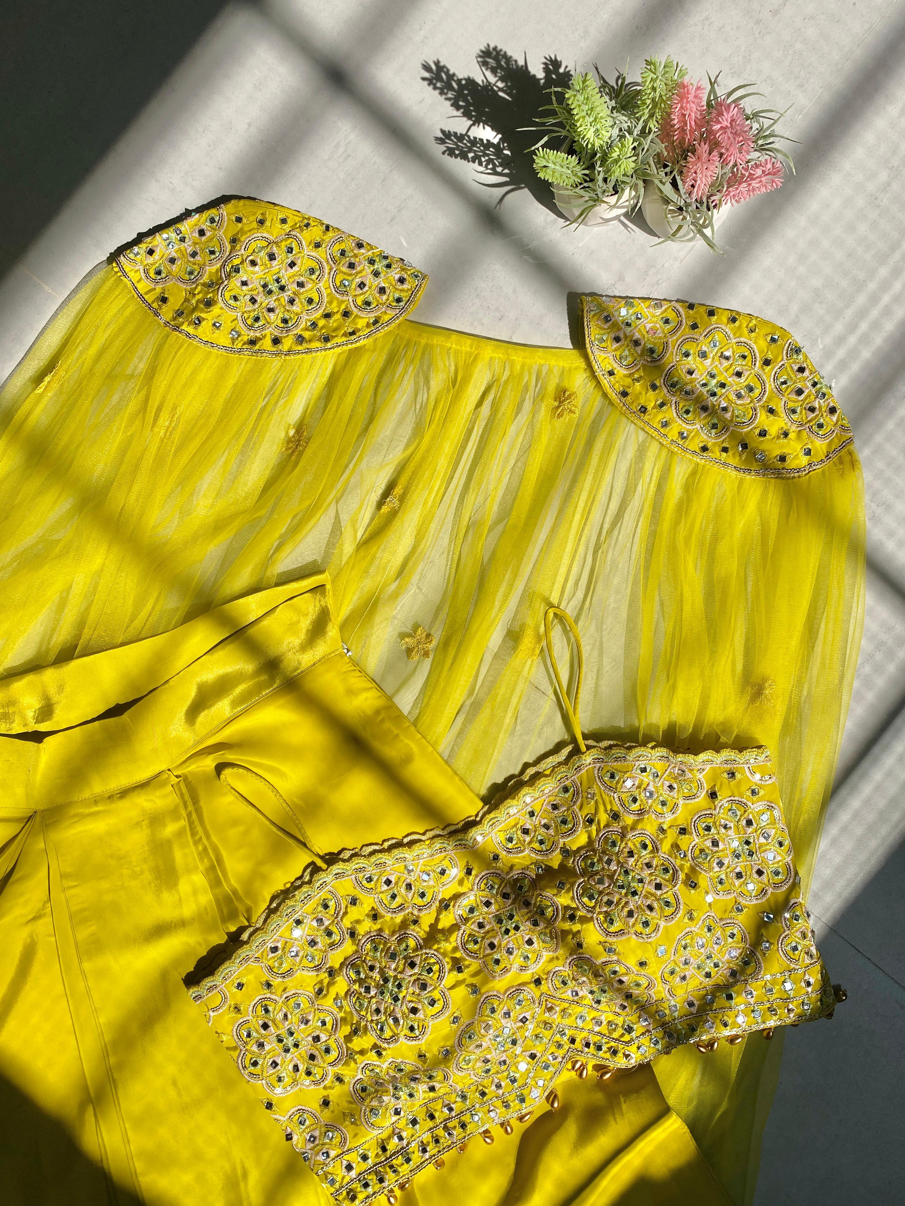 DESIGNER STYLE DHOTI WITH TUBE BLOUSE AND SHRUG