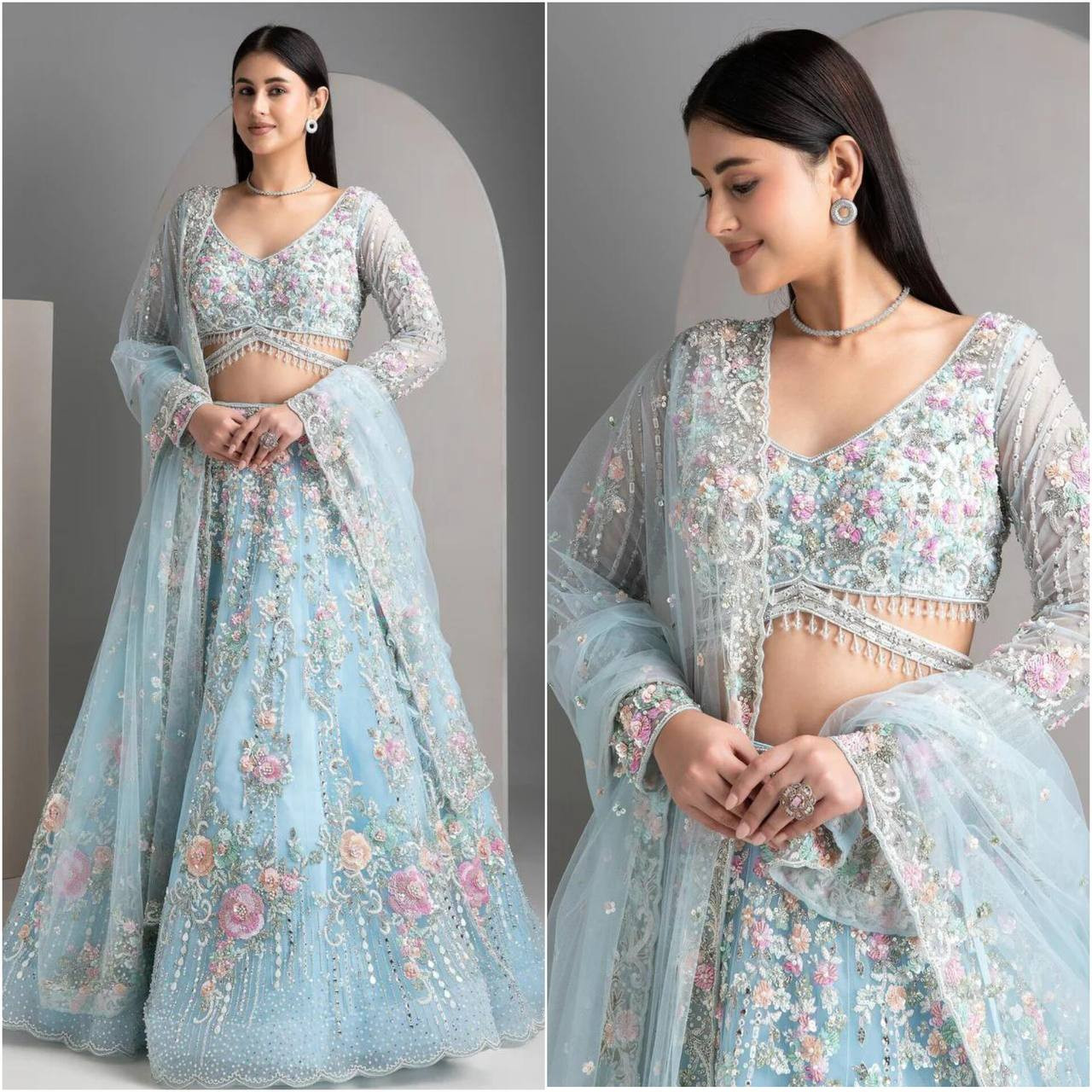 4M Premium Organza Silk Lehenga | Heavy Flared Designer Skirt