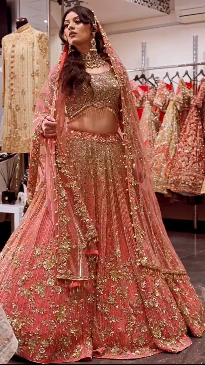 4-Meter Flared Sequins Embroidery Lehenga with Can-Can & Canvas Layers – Semi-Stitched Fox Georgette Glam Set