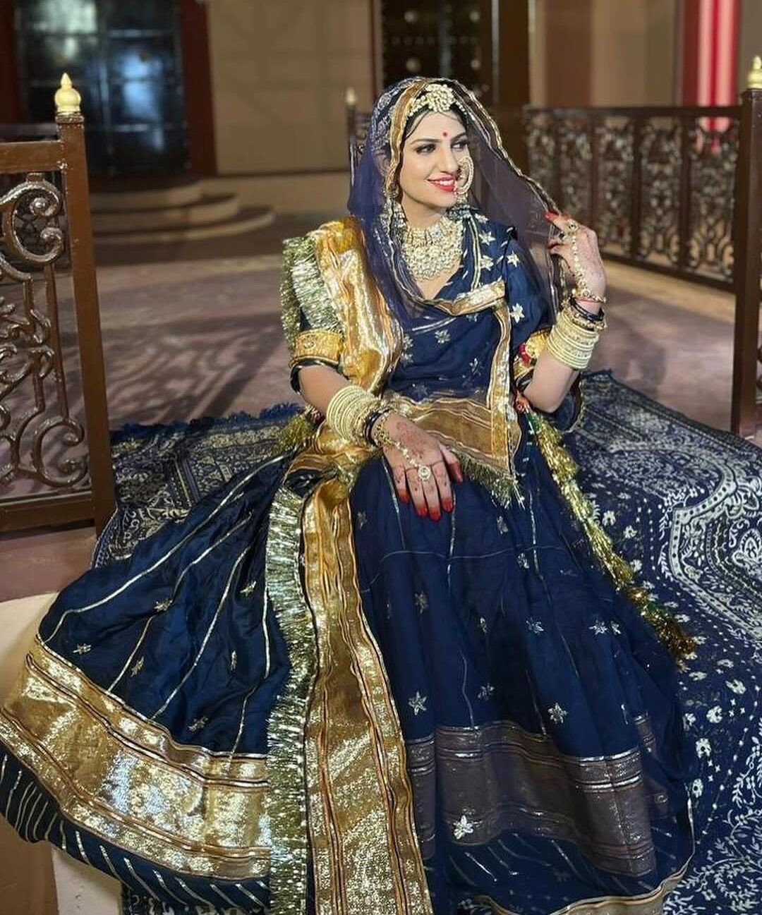 Royal Rajasthani Elegance - 24 Kali Heavy Satin Poshak with Humrahi Pure Odhni