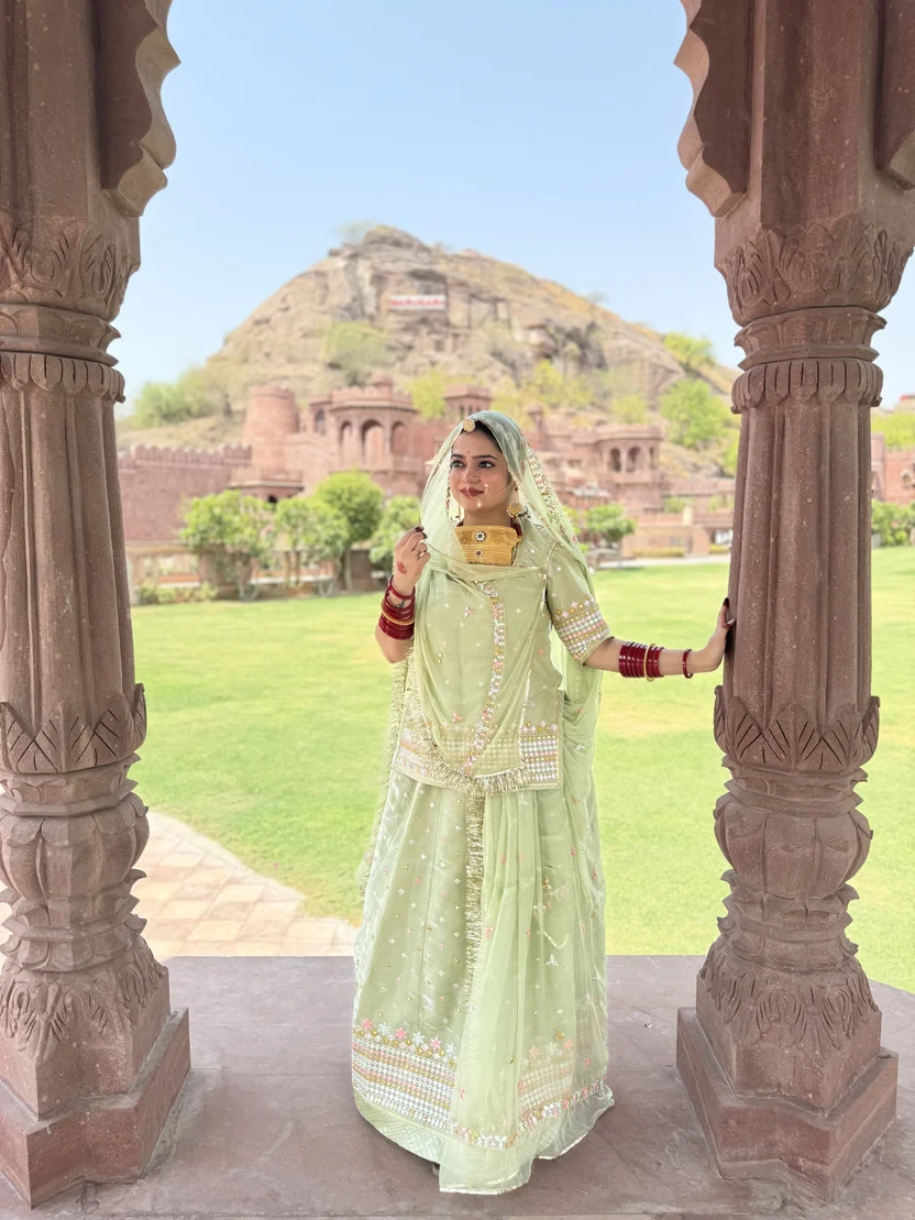 Exquisite Tissue Rajputi Poshak Ethinic Lehanga For Women