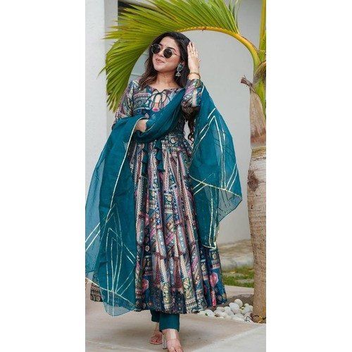 Launching New Designer Party Wear Look Gown  With Bottom and Dupatta