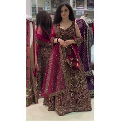 4 Meter Flared Fox Georgette Lehenga with Sequins Embroidery, Stone Work, Can-Can & Canvas Layers – Semi-Stitched Bridal Party Wear Set