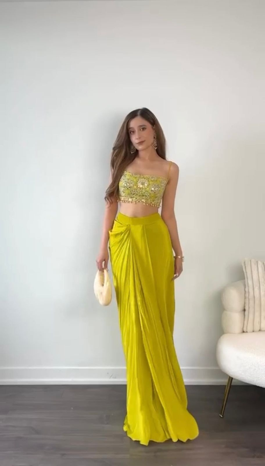 DESIGNER STYLE DHOTI WITH TUBE BLOUSE AND SHRUG