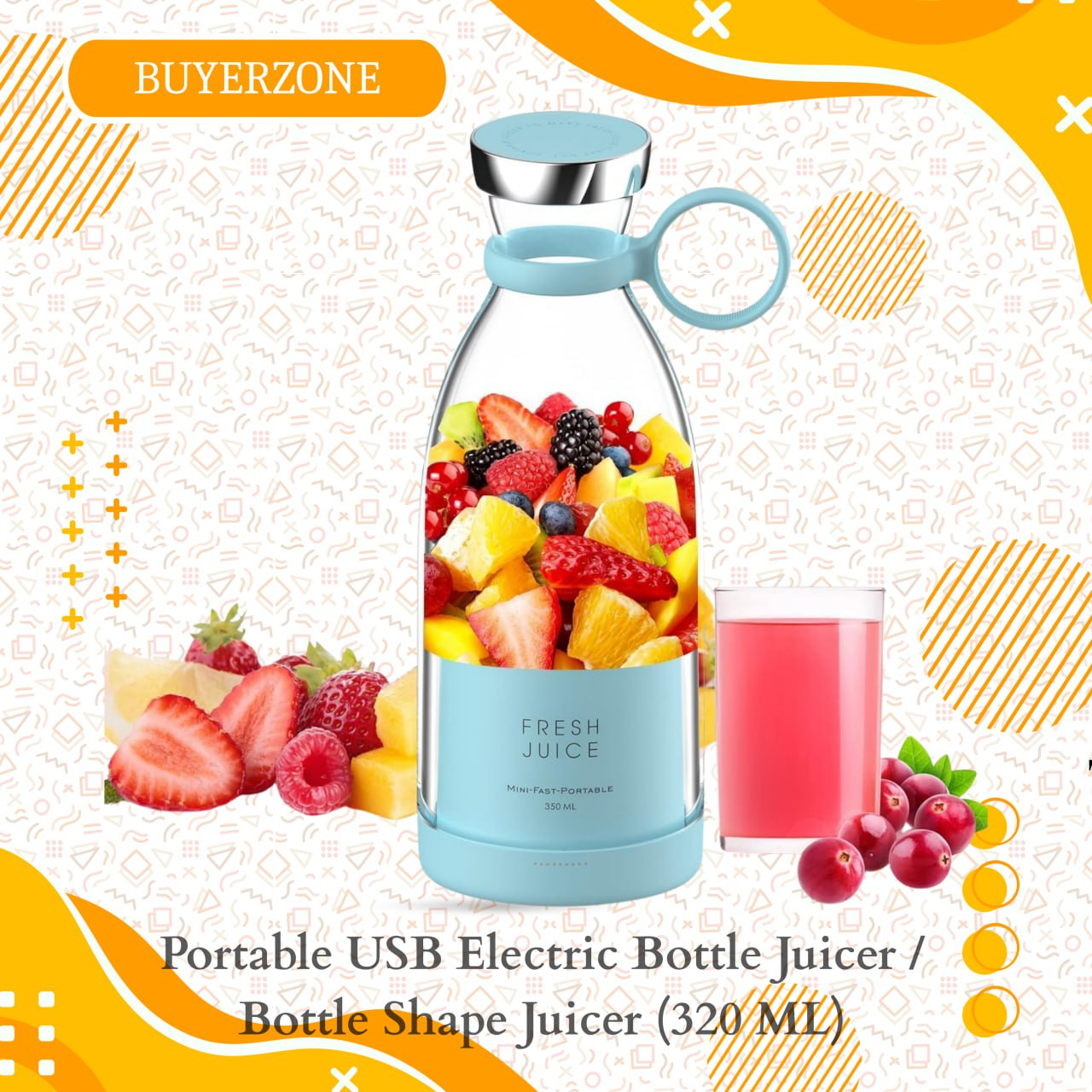 Mini Bottle Shape Portable Juicer 320ML USB Rechargeable Blender