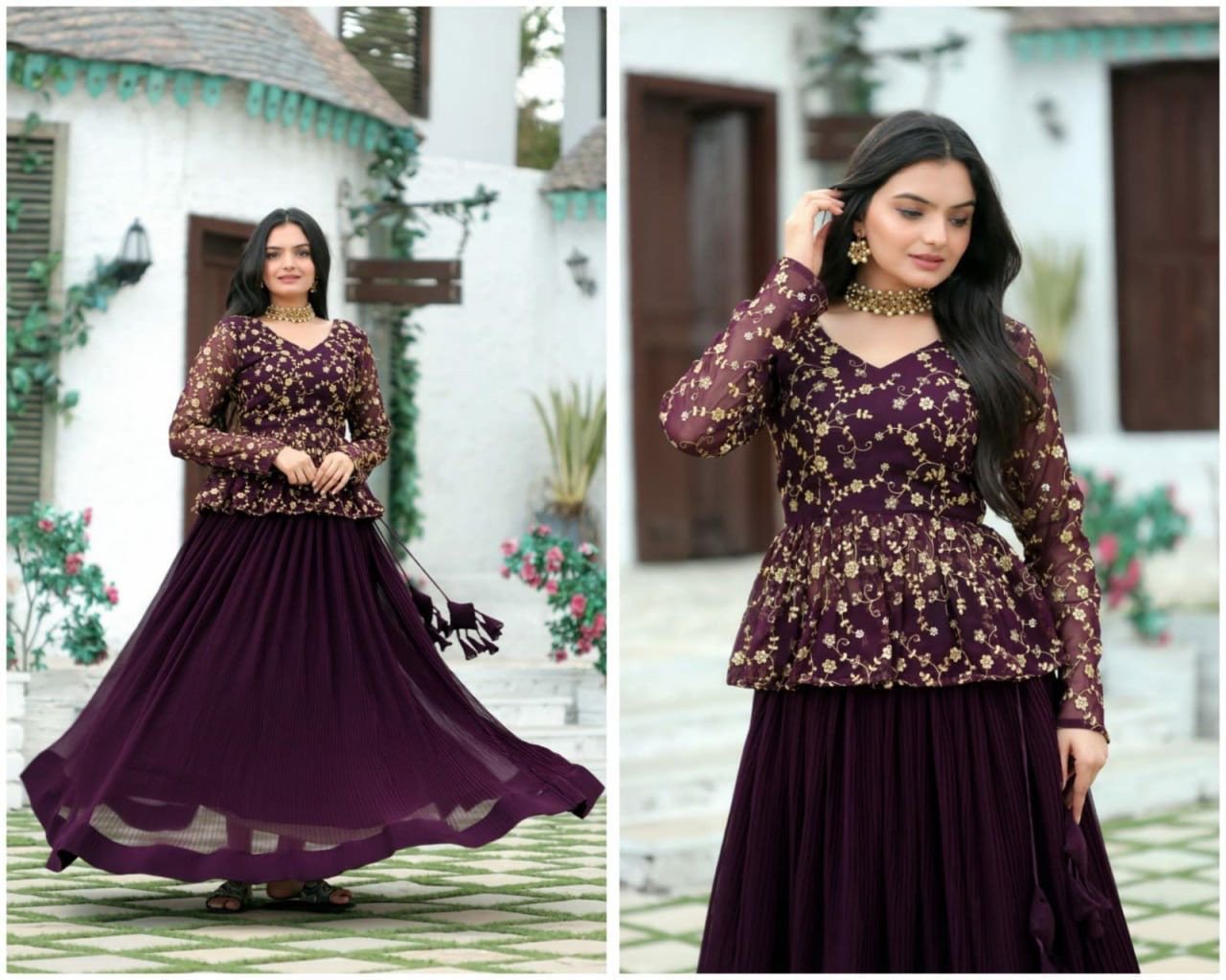 Lehenga with Rich Sequins and Embroiderd work Blouse