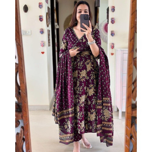 Women's printed Anarkali kurta & pant or dupatta set