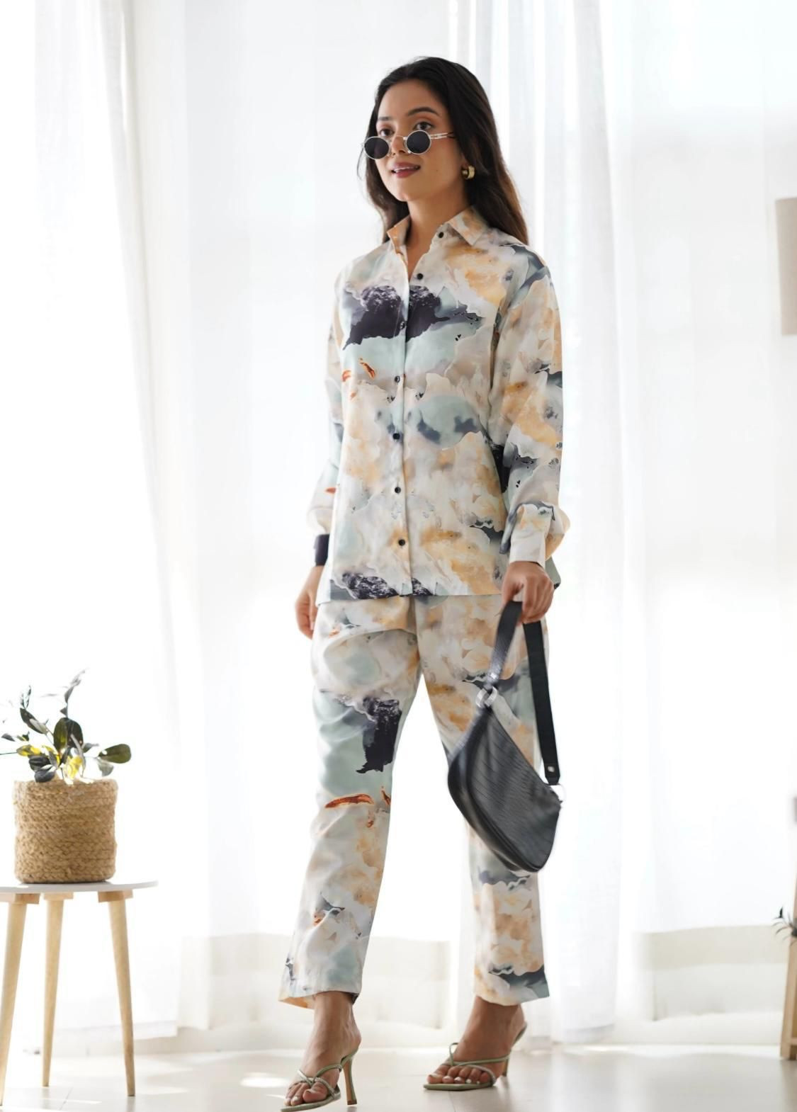 Premium Heavy Satin Digital Print Co-Ord Set – Ready to Wear, Versatile & Stylish