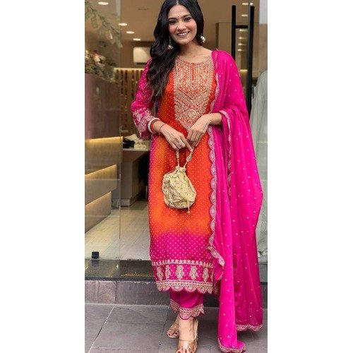 Beautiful Digital Print And Real Mirror with Full Sleeve Kurta Paint Set