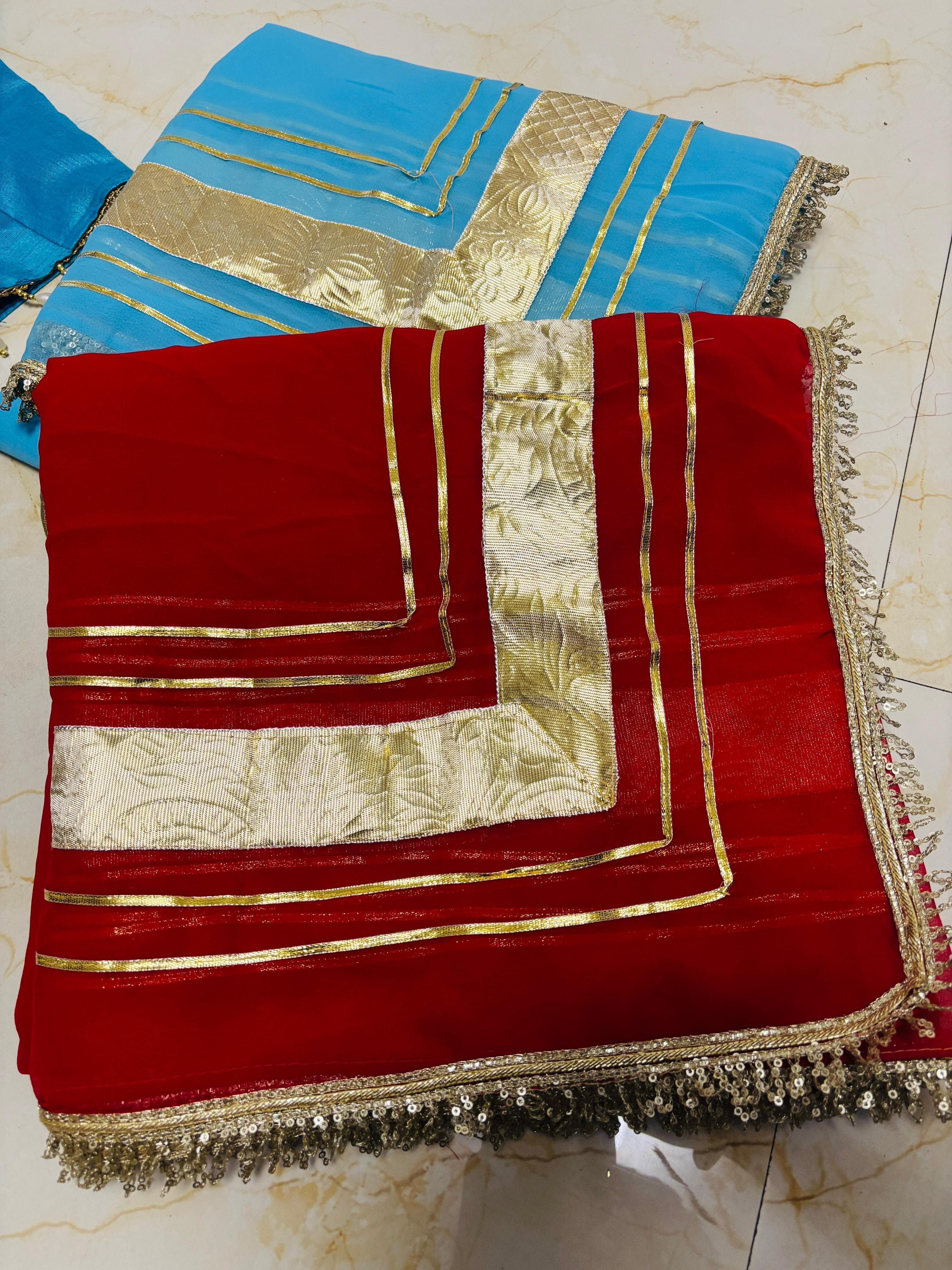 Hand Kanchi Gota Patti Saree with Stitched Blouse