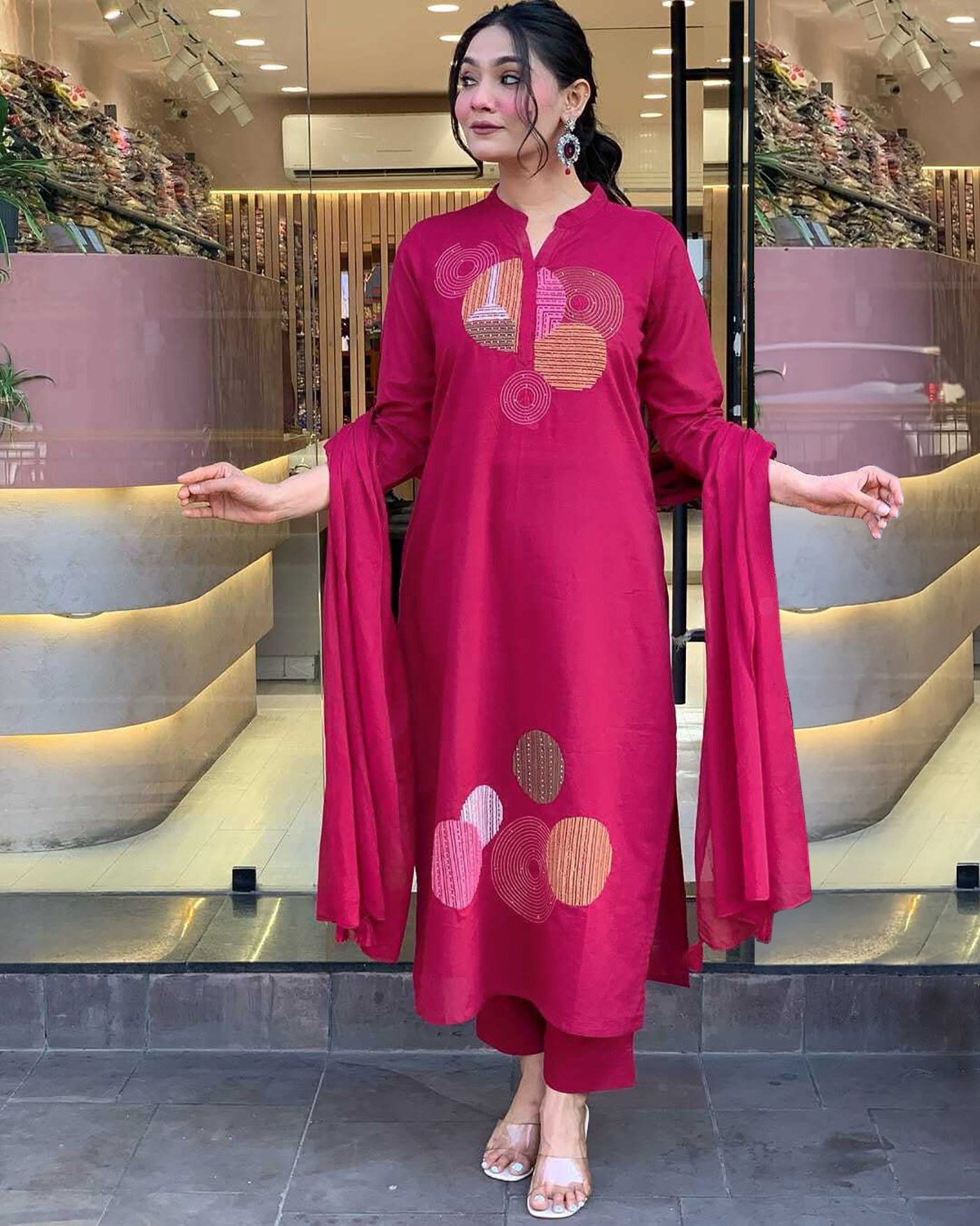 Elegant Pink Embroidered Women’s Kurta Pant Dupatta Set