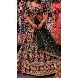 4 Meter Flared Fox Georgette Lehenga Set with Sequin Embroidery, Can-Can & Canvas Layers – Semi-Stitched Bridal & Party Wear Ensemble