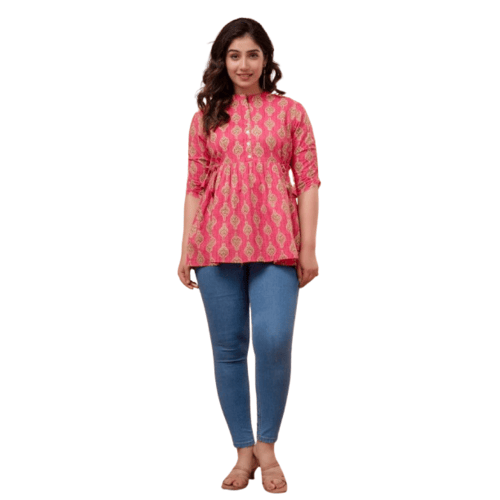 Violet Red Women's Floral Printed Cotton Top