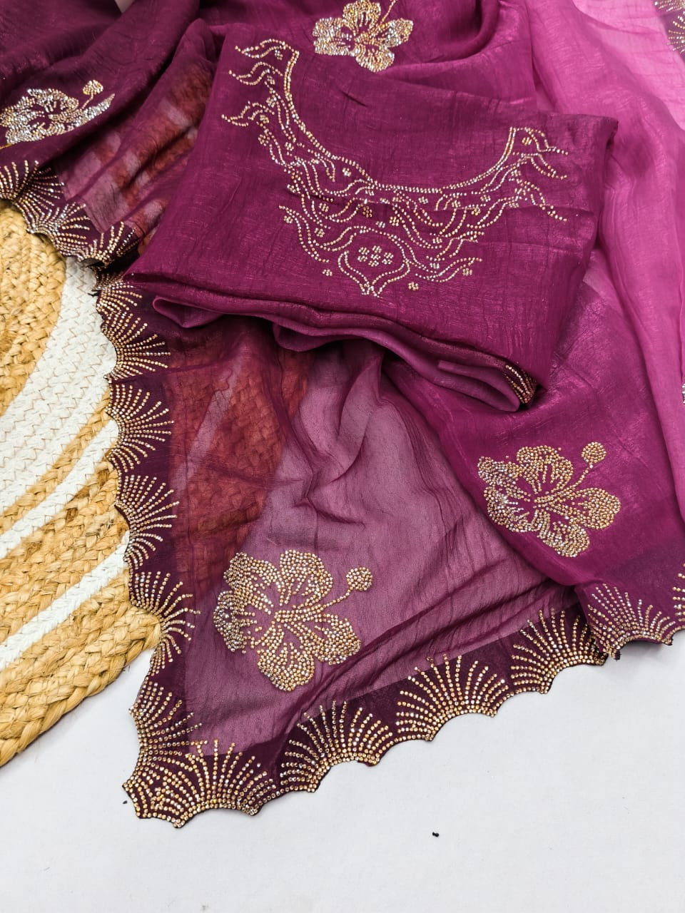 Designer Chiffon Saree with Blouse Set