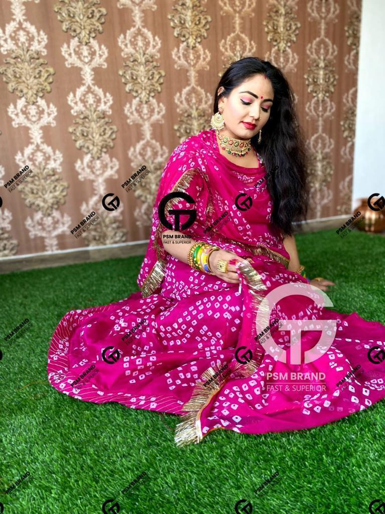 Humrahi Pure Bandhej Twotone With Gota Kiren Poshak